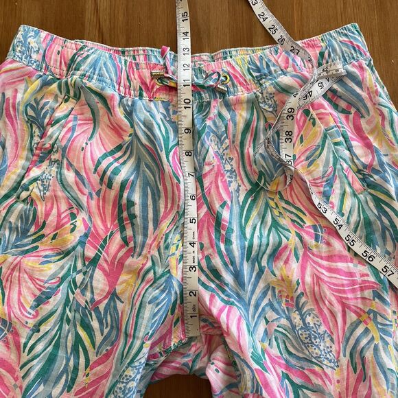Lilly Pulitzer Linen Pants Size Large Taron Pants Sea Turtle Soiree Colorful - Picture 15 of 16